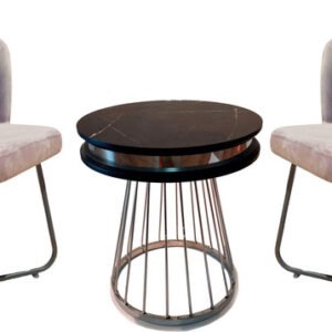 סט שולחן קפה וכסאות - Belika (אפור / שחור / כסף)