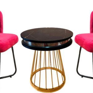 סט שולחן קפה וכסאות - Belika (בורדו / שחור / זהב)