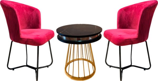 ⁦סט שולחן קפה וכסאות - Belika (בורדו / שחור / זהב)⁩ – תמונה ⁦1⁩