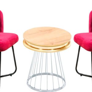 סט שולחן קפה וכסאות - Belika (בורדו / אלון / כסף)