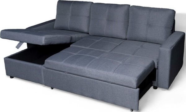 ⁦ספה פינתית עם ארגז מצעים Modena (אפור כהה)⁩ – תמונה ⁦1⁩