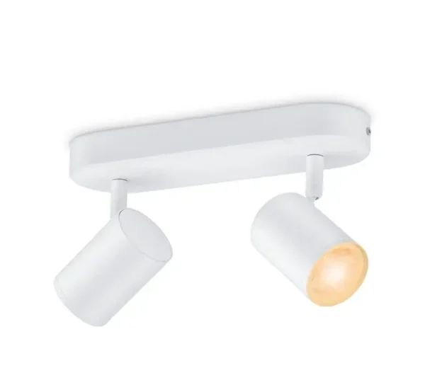 ⁦smart Spots 2x5W BW 22-65K RGB גוף תאורה כפול חכם עם ראש ספוט מתכוונן צבעוני מבית WIZ - לבן⁩ – תמונה ⁦1⁩
