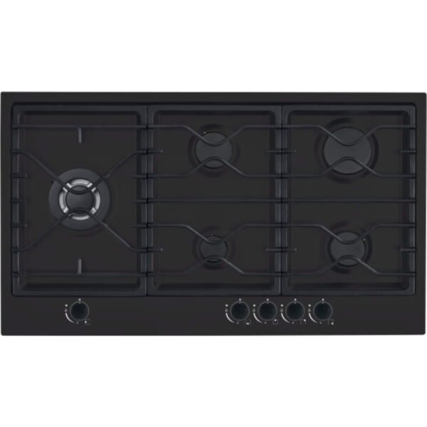 ⁦כיריים גז - 5 מבערים LaCasa LCT90FLMB שחור⁩ – תמונה ⁦1⁩
