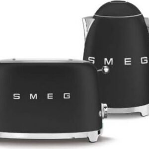 סט  מצנם וקומקום מעוצב מסדרת הרטרו של סמג - צבע שחור- דגם Smeg TSF01BLEU+ KLF03BLEU