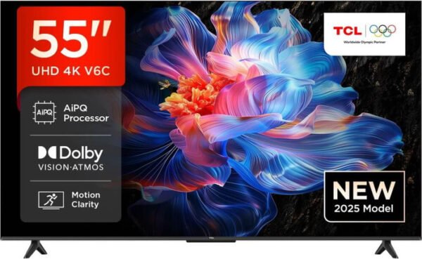 ⁦טלוויזיה חכמה 55" TCL Direct LED 4K טי.סי.אל 55V6C⁩ – תמונה ⁦1⁩