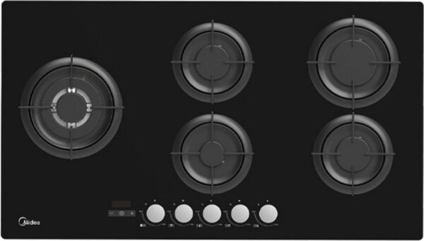 6939962622224.jpg כיריים גז 5 להבות - 90 ס"מ Midea מידאה 90GH503 זכוכית שחורה – תמונה 1