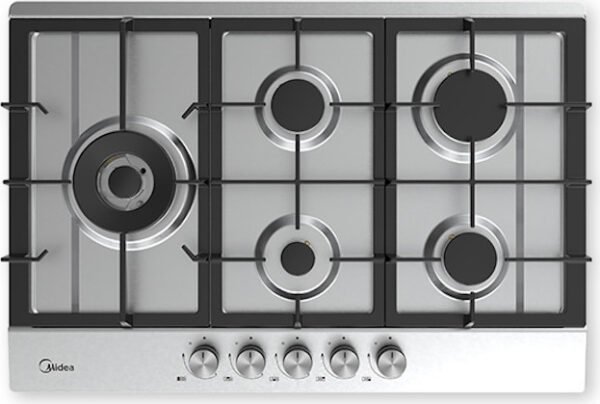 ⁦כיריים גז - 5 מבערים Midea מידאה 75SP005-SS נירוסטה⁩ – תמונה ⁦1⁩