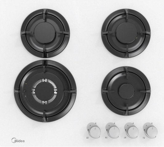6939962624044.jpg כיריים גז - 4 להבות Midea מידאה Defendi 60GH503-W זכוכית לבנה – תמונה 1