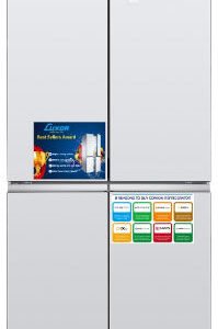 מקרר 4 דלתות מקפיא תחתון 450 ליטר LUX NF535WG - LUXOR זכוכית לבנה