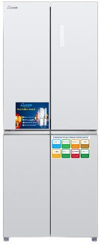 7290018544709.jpg מקרר 4 דלתות מקפיא תחתון 450 ליטר LUX NF535WG - LUXOR זכוכית לבנה – תמונה 1