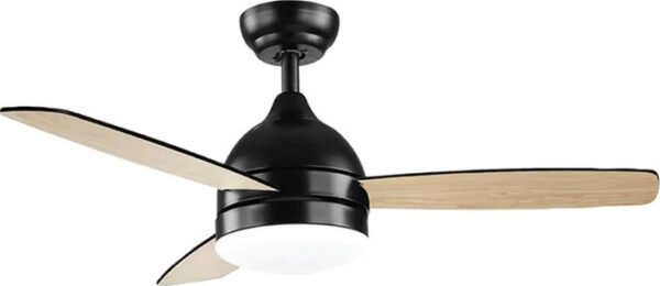 ⁦מאוורר תקרה 42" כולל שלט, אפליקציה ותאורה מובנית Semicom 25W סמיקום LULU SMART 42 - שחור/עץ⁩ – תמונה ⁦1⁩