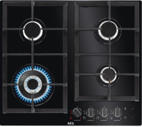 ⁦כיריים גז 4 מבערים AEG א.א.ג. Step Power HKB64550NB⁩ – תמונה ⁦1⁩