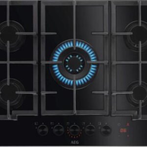 כיריים גז 5 להבות 74 ס"מ AEG HKB75341NB זכוכית שחורה