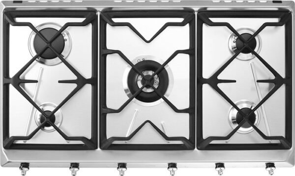 ⁦כיריים גז 5 להבות Smeg סמג Classica נירוסטה⁩ – תמונה ⁦1⁩