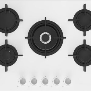 כיריים גז זכוכית 5 להבות Beko בקו HILW 75222 SW זכוכית לבנה