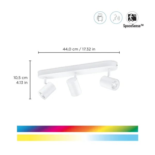 ⁦smart-spots גוף תאורה חכם לתקרה עם 3 ספוטים מתכווננים עם תאורת RGB מבית WiZ - לבן⁩ – תמונה ⁦2⁩