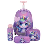 חד קרן צבעוני Dreamland Deluxe סט תיק אורתופדי 9 ב 1 כולל עגלה מבית Marshmelo