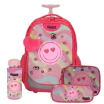 סמיילי ורוד Dreamland Deluxe סט 9 ב 1 תיק בית ספר כולל עגלת טרולי מבית Marshmelo