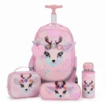 איילה פרחונית Dreamland Deluxe סט 9 ב 1 תיק בית ספר כולל עגלת טרולי מבית Marshmelo