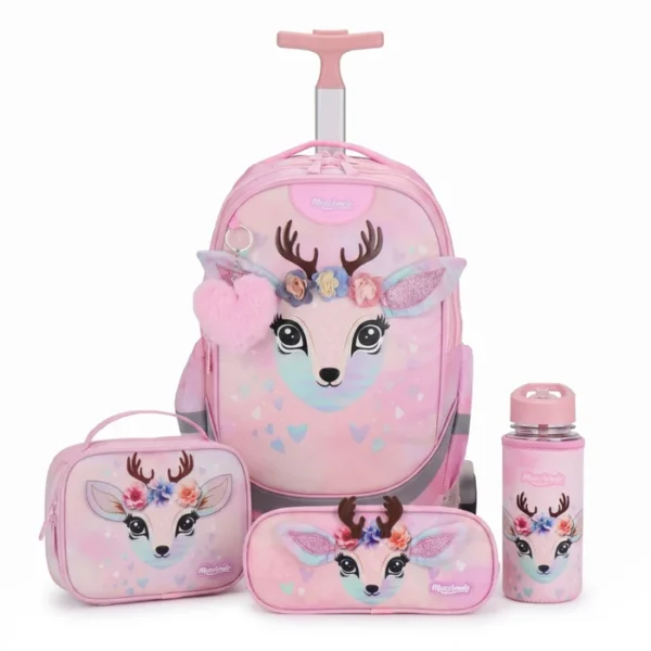 ⁦איילה פרחונית Dreamland Deluxe סט 9 ב 1 תיק בית ספר כולל עגלת טרולי מבית Marshmelo⁩ – תמונה ⁦1⁩