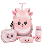 כבשה חייכנית Dreamland Deluxe סט 9 ב 1 תיק בית ספר כולל עגלת טרולי מבית Marshmelo