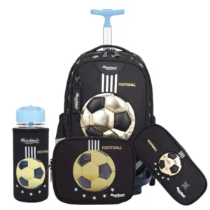 כדורגל הזהב Dreamland Deluxe סט 9 ב 1 תיק בית ספר כולל עגלת טרולי מבית Marshmelo