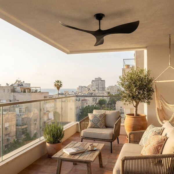 ⁦NTP-SPZ56-BK-WF מאוורר תקרה לפרגולה 56" SPAZIO שחור כולל WIFI מבית Norther⁩ – תמונה ⁦2⁩