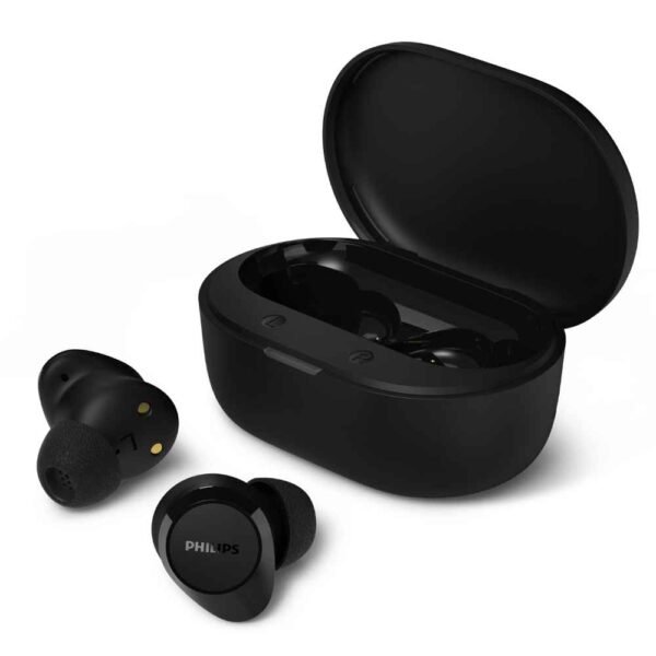 Philips-TAT1300BK-00-Black-Earbuds-Charging-Case-12 TAT1300 אוזניות Dots TWS עד 24 שעות האזנה מבית Philips – תמונה 1