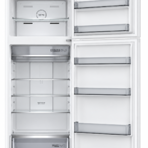 מקרר Fujicom FJ-NF570WE לבן 404 ליטר – מבט פנימי עם דלתות פתוחות