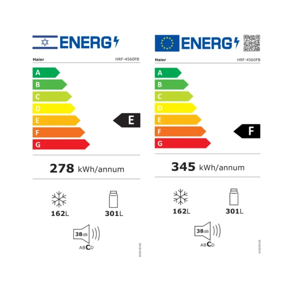 ⁦HRF4560FB מקרר מקפיא תחתון- זכוכית שחורה מבית Haier⁩ – תמונה ⁦4⁩