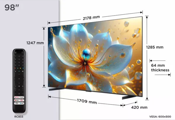 ⁦טלוויזיה חכמה 98" 4K QLED 98T8C מבית TCL⁩ – תמונה ⁦4⁩