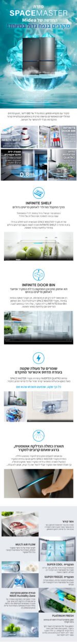 ⁦מקרר מקפיא תחתון 680 ליטר דגם Midea MDRB905FGL46D⁩ – תמונה ⁦3⁩
