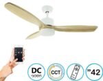 NTP-SPR46-WH-LED מאוורר תקרה 42 אינץ' 3 כנפיים 24W צבע לבן+עץ כולל שלט ואפליקציה מבית Norther