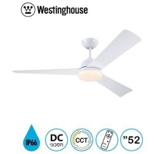 Ocean IP66 ''52 מאוורר תקרה לפרגולה DC שלט תאורה לבן מט מבית Westinghouse