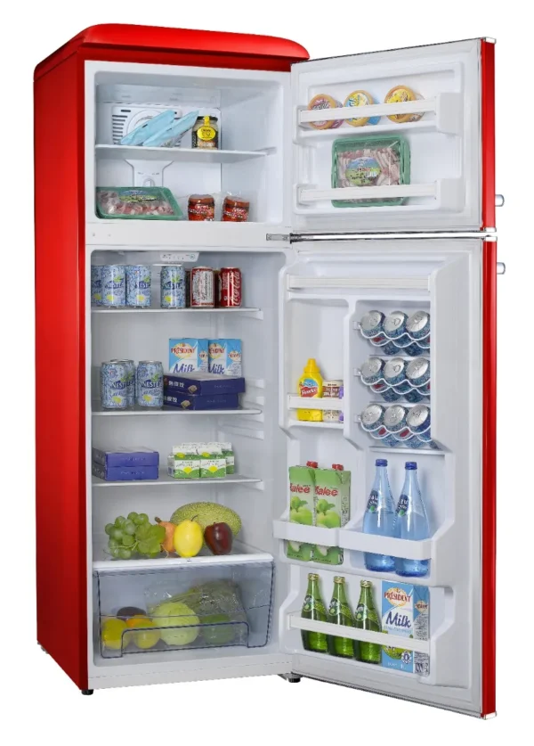 ⁦MBR-440FF-RED מקרר מקפיא עליון 340 ליטר מבית MONT BLANC - צבע אדום רטרו⁩ – תמונה ⁦3⁩