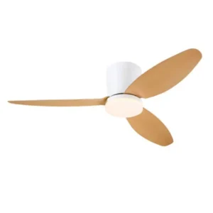 48" CARLA מאוורר תקרה עם מנוע DC כולל שלט+תאורה 28W - לבן בשילוב עץ אלון מבית WESTINGHOUSE