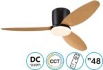 48" CARLA מאוורר תקרה עם מנוע DC כולל שלט+תאורה 28W - שחור בשילוב עץ אלון מבית WESTINGHOUSE